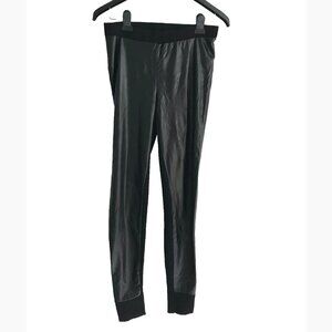 Victoria’s Secret Black Faux Leather and Ribbed Knit Leggings Size Medium